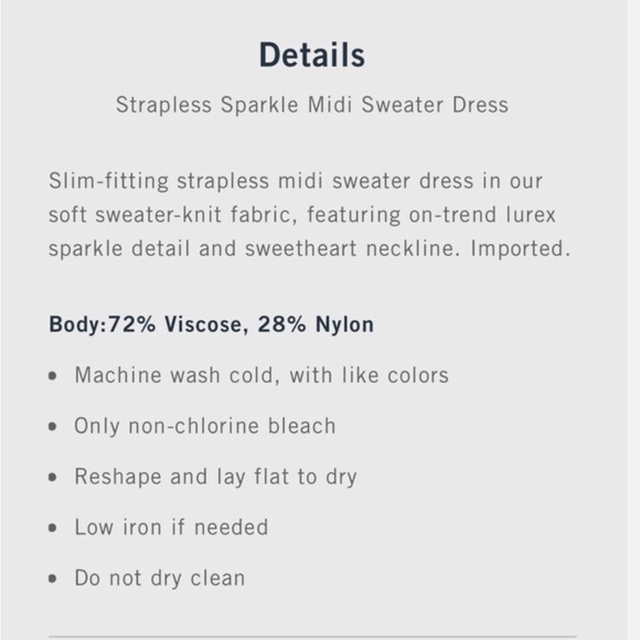 Abercrombie Fitch Women Strapless Sparkle Midi Sweater Dress Small - Picture 5 of 10